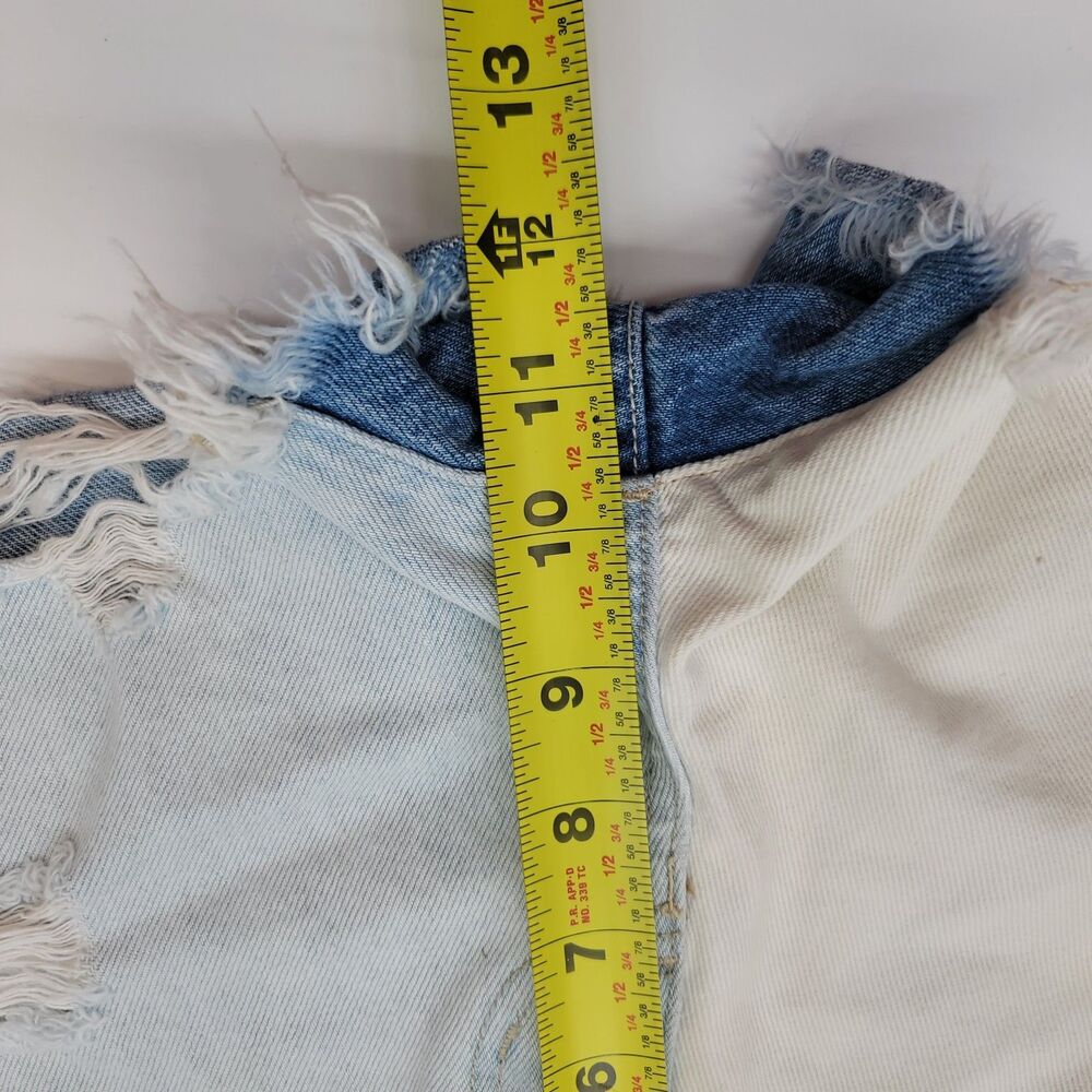 VERVET LA Two-Tone Distressed Denim Shorts Raw Hem Grunge Streetwear Size Small - Picture 8 of 9